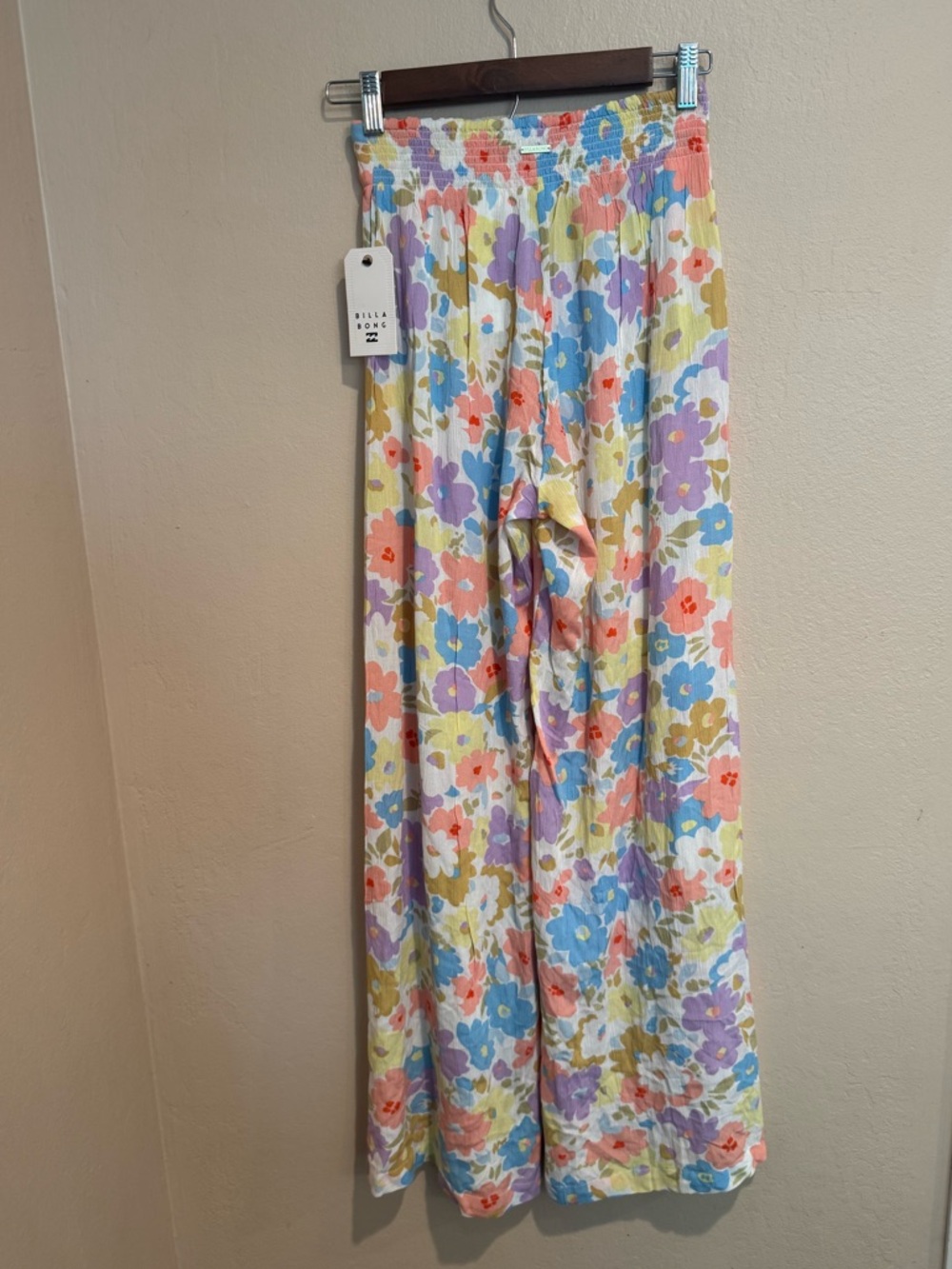Boho Beachy Billabong White Floral Split Spirit High Thight Split Leg Pants - Picture 2 of 6